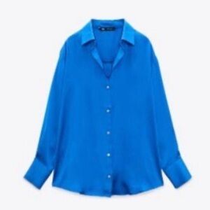 Zara Blue Button-Up Blouse